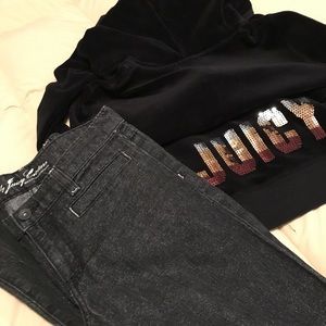 Juicy Couture Girls  Black W/Silver Sparkle Jeans Size 14